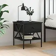 Black Bedside Table, 40x42x45cm Engineered Wood for Bedroom, Nightstand, Storage Furniture, Tables, Night - Living Room Stand