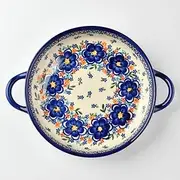 Handmade Polish Pottery Vena,Round deep Plate 23cm Spring Bouquet,Dishwasher Safe Kitchen Dinnerware,Oven Boleslawiec Ceramics