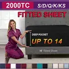 Hotel 2000TC Quality Bed Fitted Sheet Single Double Queen King Ultra soft Cover