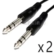 2 PACK 10ft STEREO TRS 1/4" to 6.3mm MALE BALANCED AUDIO PA DJ PATCH CABLE CORD