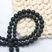 Natural Black Volcanic Rock Lava stone Beads for Strength & Courage - 6mm