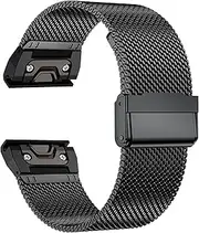 EANWireless for Fenix 7X/6X/5X Bands Replacement, Easy Fit Stainless Steel Metal Wristband Strap Compatible for Fenix 6X Pro/Fenix 5X Plus/Descent Mk2/Fenix3/Fenix 3 HR Smartwatches
