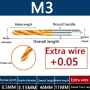 1PCS M3 Widen thegolden spiralTitanium plated tapstainless steel withcobalthelix