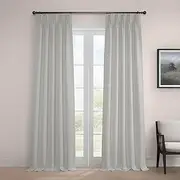 HPD Half Price Drapes Faux Linen Room Darkening Curtains for Bedroom 84 Inches Long (1 Panel), 25W x 84L French Pleated Curtains for Living Room - Linen Curtain for Home Decor, Oyster