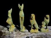 Antique Ceramic Faience Egyptian God Goddess Bast Horus Sculpture Statues Choose