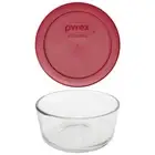 Pyrex (1) 7200 Clear Glass Food Storage Bowl & (1) 7200-PC Sangria Red Round Lid