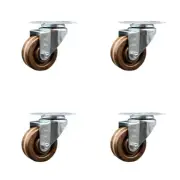 3 Inch High Temp Phenolic Wheel Swivel Top Plate Caster Set Service Caster