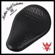 Harley Sportster Chopper Bobber Spring Seat Black Alligator Embossed LeatherUSA