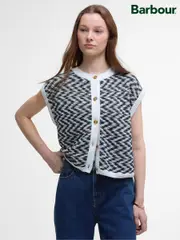 Barbour® Blue Olivia Button Through Knitted 100% Cotton Vest (AM8757) | $195