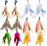 12Pk Cat Wand Feather Toy Refills W/ Bells, Colorful Durable Attachments