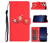 HHKX Wallet Case Compatible With iPhone 15 Pro,All-Round Slim Shockproof Case-Red