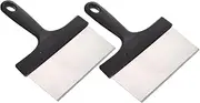 2pc BBQ Grill Scraper Set Sturdy Stainless Steel for Grille Pan Easy to Use Store for Barbecue Fans