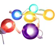 6 Globe Light Set Mixed Colors with White Cord 30 ft Outdoor String Lights