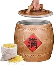 Ceramic Rice Bucket 11lb 22lb 33lb 55lb Ceramic Rice Storage Container Household Kitchen Rice Dispenser Ceramic Rice Bucket Airtight Rice Cylinder(22LB)