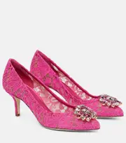 [Dolce & Gabbana] Dolce & Gabbana Bellucci 60 embellished lace pumps AU 5 pink