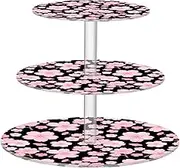 miaozhen Peach Japanese Zephyr Cherry Blossoms Transparent Tray Acrylic Spill-Proof Three-Tiered Display Stand Kitchen Base Para Cupcake