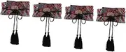 [Minkissy] 4pcs Elegant Hanfu Waist Belt with Tassel and Flower Pattern Wide Waistband for Women for Hanfu and Yukata Lightweight and Comfortable Versatile Fashion Accessory