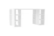 Atlas Study Writing Office Working Computer Desk Table W/ Storage Shelves - White