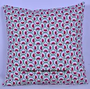 Indian Cotton White Abstract Cushion Cover Pillow Case Bohemian Handmade Decor