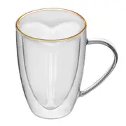 Tempa Amour Clear Double Walled Drinking Glass/Glassware Mug/Jug w/Gold Rim