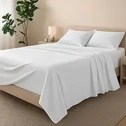 ARlinen 4 Piece Full Size Sheet Set, 100% Egyptian Cotton Bed Sheets, White, Soft & Breathable Bedding, Fits Upto 10 Inch Deep Mattress