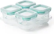 OXO TOT Glass Baby Blocks Food Storage Containers, Teal, 4 oz, 5 Piece Set