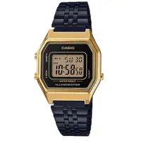 在飛比找蝦皮購物優惠-【CASIO 卡西歐】方型復古電子錶-黑x金( LA680W