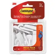 Command General Purpose Hooks 1lb Capacity Plastic White 24 Hooks 28 Strips/Pack