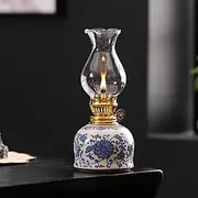 An Adjustable Outdoor Camping Fuel Lamp a Home Oil Lamp an Indoor Ceramic Blue And White Floral Oil Lamp a Kerosene Lamp with a Wick And an Oil Lamp/Hurricane