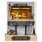 DIY Book Nook Kit 3D Wooden Puzzle Mini Coffee Shop Making for Kids Adults↩£⊂