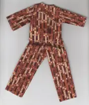 Doll Clothes-Cool Tans/Browns Print Pajamas fit Barbee/11 1/2 inch-Homemade BP3