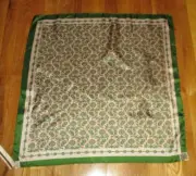 NWT Vintage ECHO Green Orange Jacobean Floral Silk Blend Square Scarf 26" Japan