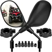KEMIMOTO ATV Mirrors, 8MM 10MM Motorcycle Mirrors for Handlebar ATV Accessories Compatible with Scooter Snowmobile Mope, 360 Degrees Ball Type Adjustment