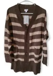 Lularoe Striped Small Lucille Cardigan Button S Brown & Tan UNICORN NEW!