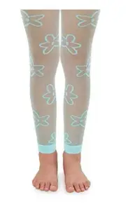 Jefferies Socks Big Girls' Daisy Footless Tight, Breeze, 8-10 Years