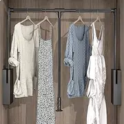 Wardrobe Lift Extendable Cloth Hanger, 560-660mm(S), 660-890mm(M), 890-1210mm(L) Wide Adjustable Pull Down Wardrobe Rail, Hanging Lift Clothes Wardrobe Rail for Hanging Clothes, Loading 30kg,B/L