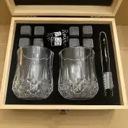 EVOFLY Finest Whiskey Set 8 Whiskey Stones, 2 Crystal Glasses And Ice Tongs