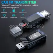 USB Bluetooth-5.3 Wireless Car FM Transmitter Aux Stereo Audio Receiver Adapter