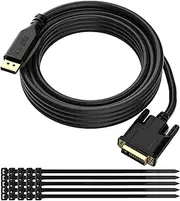 DisplayPort to DVI Cable 15 FT, DP to DVI-D Adapter Cord, Male to Male Converter Cable, Gold-Plated, 1080P@60Hz, for PC, Desktop, Laptop, HDTV, Projector, Monitor, with 25 Ties