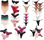 [abandi] Women's Underwear Variety Pack Panties, Kinds of T-Back G-String Thongs, Lacy Briefs Hipsters Bikinis Undies Assorted