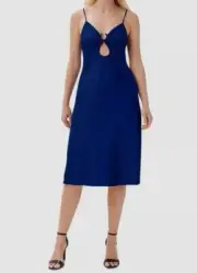 $220 Aidan by Aidan Mattox Women's Blue Metallic Keyhole Cutout Dress Size US12