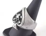 Skull Spades Ring Adjustable Ring Antique Silver Plated Brass 10.5US size 2875