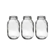 Argon Tableware Glass Storage Jars with Airtight Clip Lid - 3 Litre Set - Pack of 3