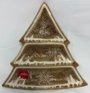 Martha Stewart 3 Section Christmas Tree Gingerbread Tidbit Tray Brand New