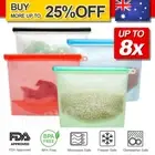 8x Silicone Food Preservation Reusable Storage Bags Fresh Sealer Pouch Zip Lock