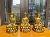 在飛比找Yahoo!奇摩拍賣優惠-純銅娑婆三圣像銅觀音像銅地藏像銅如來佛祖像一套高約40厘米3