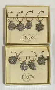 NIB LENOX 4 Seasons Spring Summer Winter Fall Set of 4 Wine Glass Charms 2 SETS