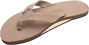 Rainbow Sandals Men's Leather Rasta - Single Layer Two Tone Black Leather Sandals with Rasta Mid Sole