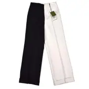 NWT $1700 GUCCI Resort 23 Black White 2 Tone Split Pants 38 Women Wool AUTHENTIC