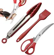 BBQ Tongs for Cooking,Outdoor Food Clip with Shears Oil Brush - Grilling Utensils Kit, Barbecue Clamp, Fried Steak Clamp for Gripper Bread Clip